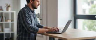 Разработчик за ноутбуком разбирает ошибку, экран отвёрнут и без читаемого кода